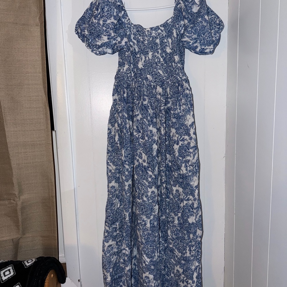 Simply Southern Blue and White Floral Maxi Dress